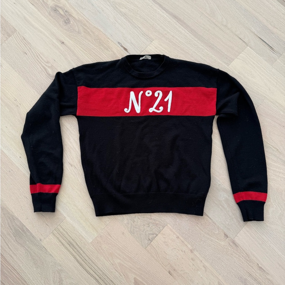 N°21 Girl’s Logo Intarsia Wool Blend Knit Sweater Size 16